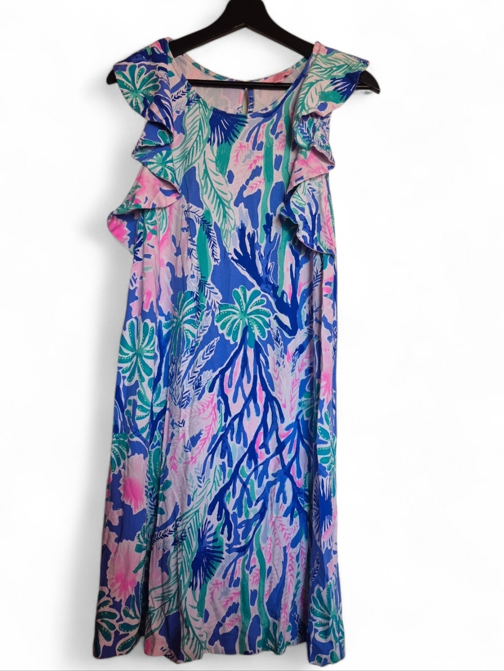 Lilly Pulitzer Sleeveless Tropical Print Dress in Blue, Pink & Green